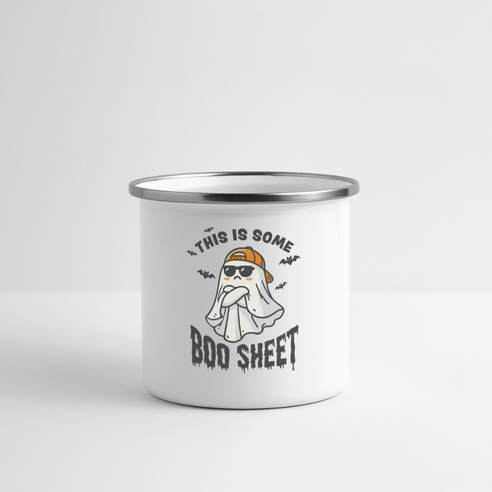 This is Some Boo Sheet: Funny Halloween Camper Mug - white