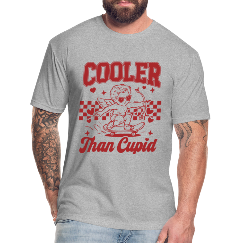 Men’s Graphic Fitted Tee - Cooler Than Cupid Design - heather gray