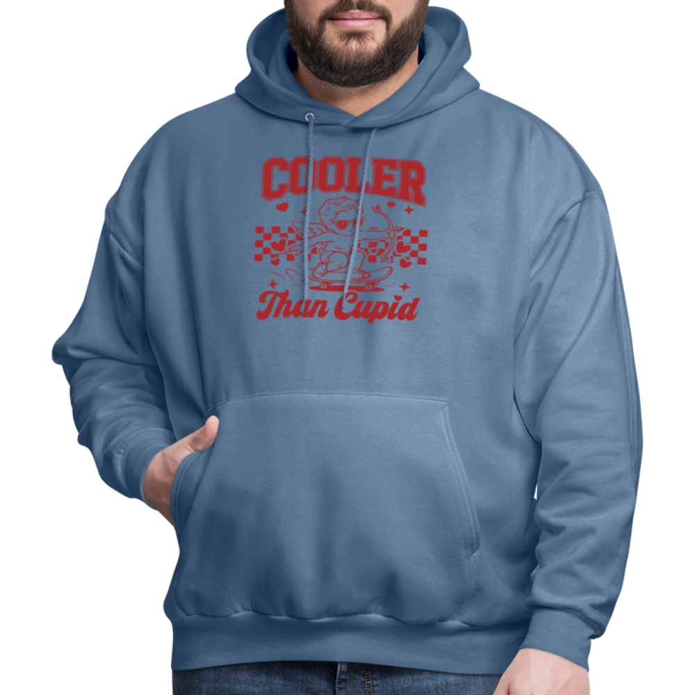 Men’s Graphic Hoodie – Cooler Than Cupid Design - denim blue