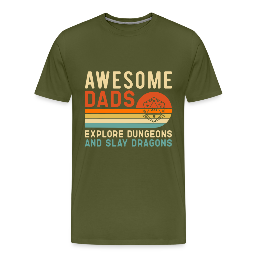 Awesome Dads Slay Dragons Men's Premium T-Shirt - olive green