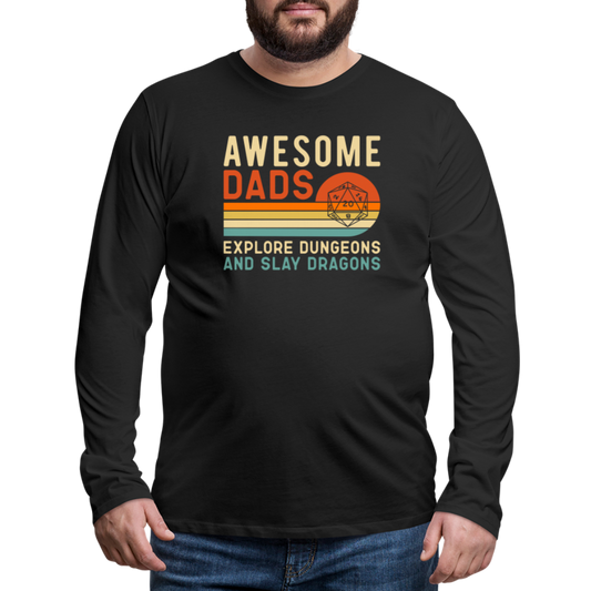 Awesome Dads Slay Dragons Men's Long Sleeve T-Shirt - black