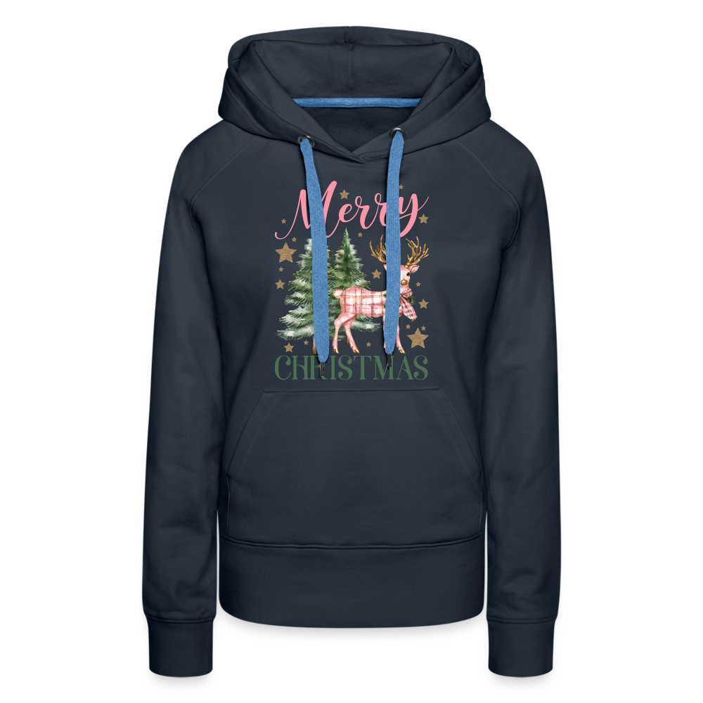 Charming Pink Merry Christmas Women’s Premium Hoodie - navy