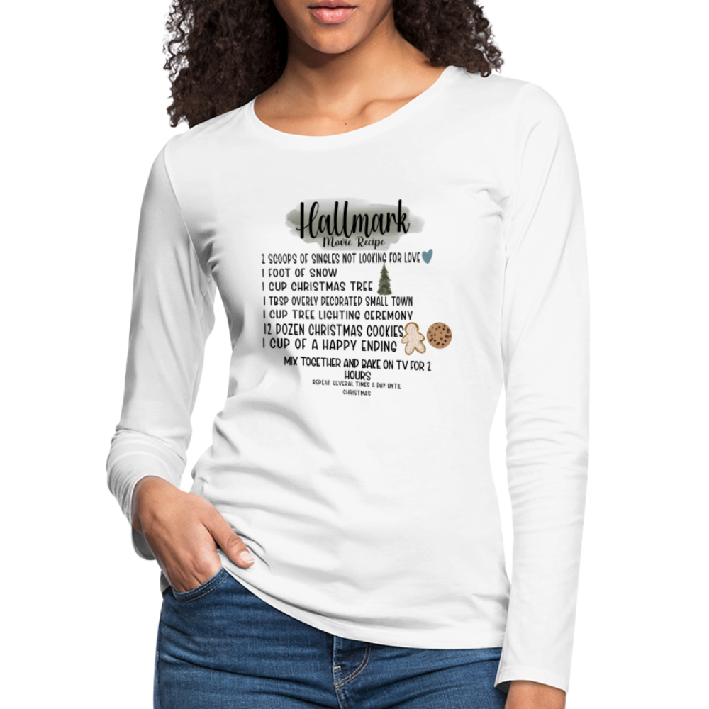 Christmas Movie Recipe Women's Premium Long Sleeve T-Shirt - white