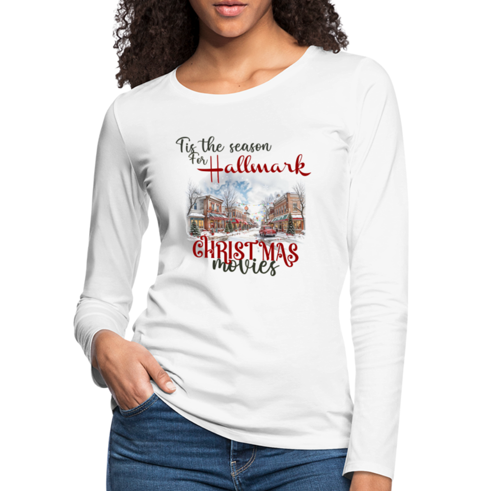 Tis the season for Christmas movies Women's Premium Long Sleeve T-Shirt - white