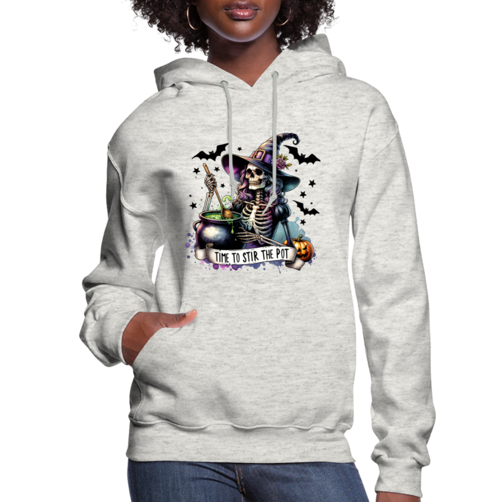 Time to Stir the Pot: Witchy Halloween Womens Hoodie - heather oatmeal