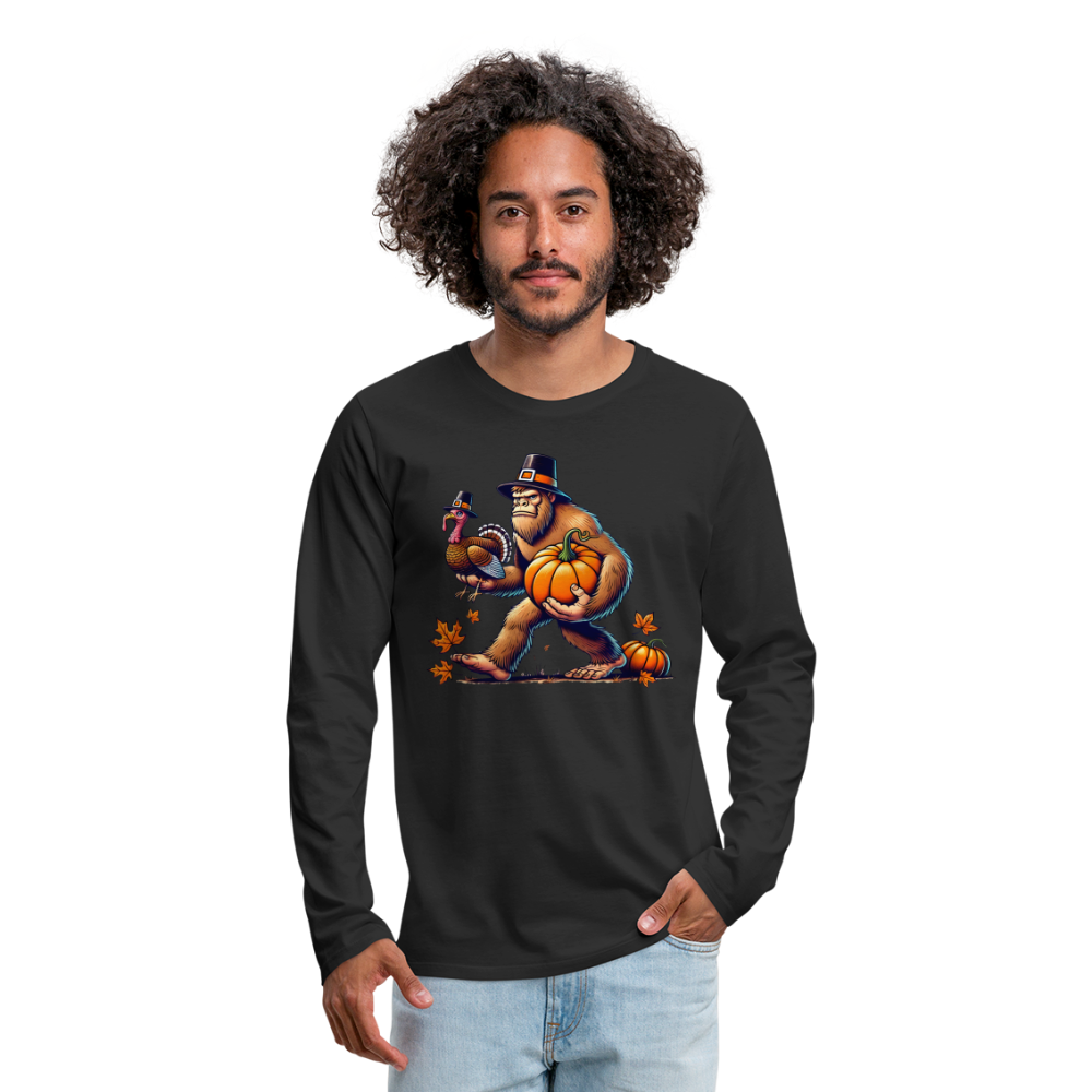 Bigfoot Thanksgiving Men's Long Sleeve T-Shirt - black