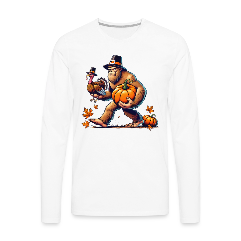 Bigfoot Thanksgiving Men's Long Sleeve T-Shirt - white