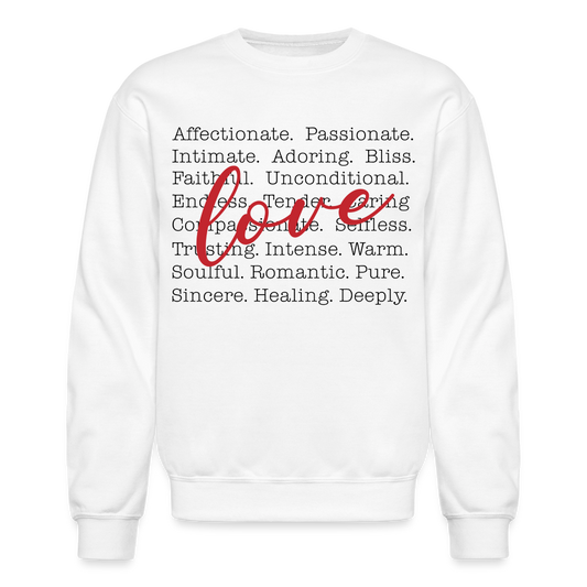 Bold Love Synonyms Women's Crewneck Sweatshirt - white