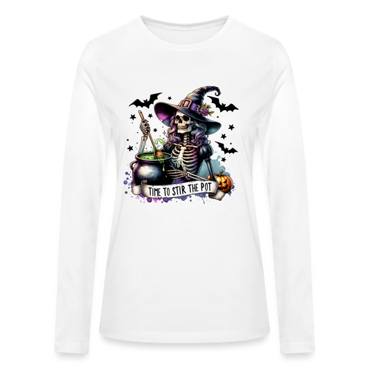 Time to Stir the Pot: Witchy Halloween Women's Long Sleeve T-Shirt - white