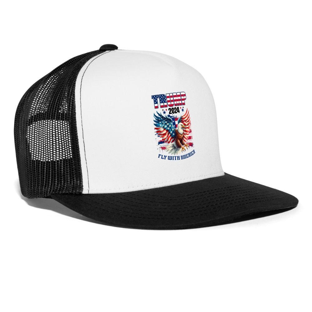 Trump 2024 Fly with America Trucker Cap - white/black