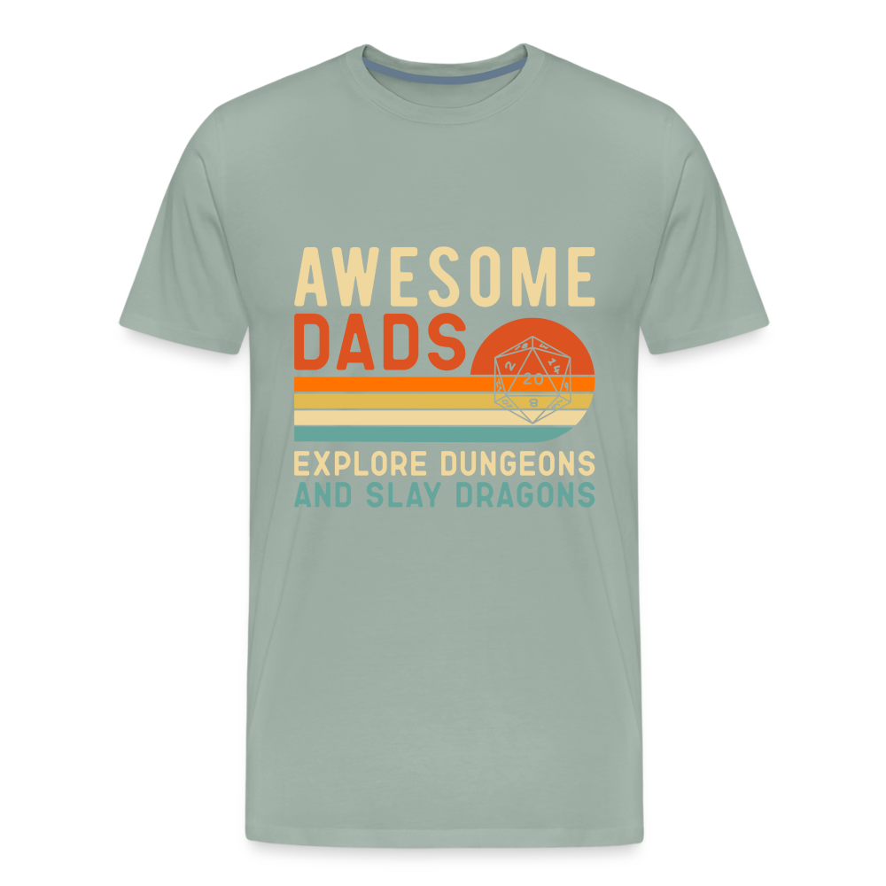 Awesome Dads Slay Dragons Men's Premium T-Shirt - steel green