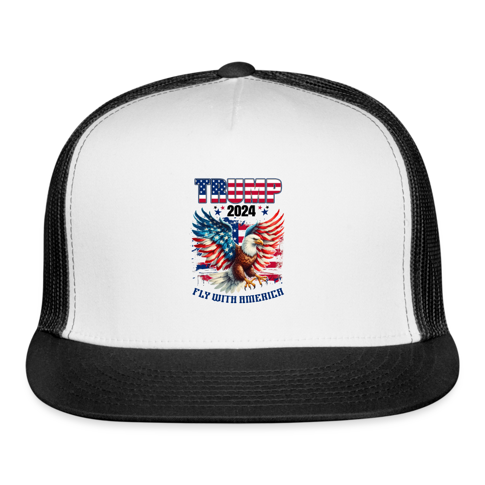 Trump 2024 Fly with America Trucker Cap - white/black