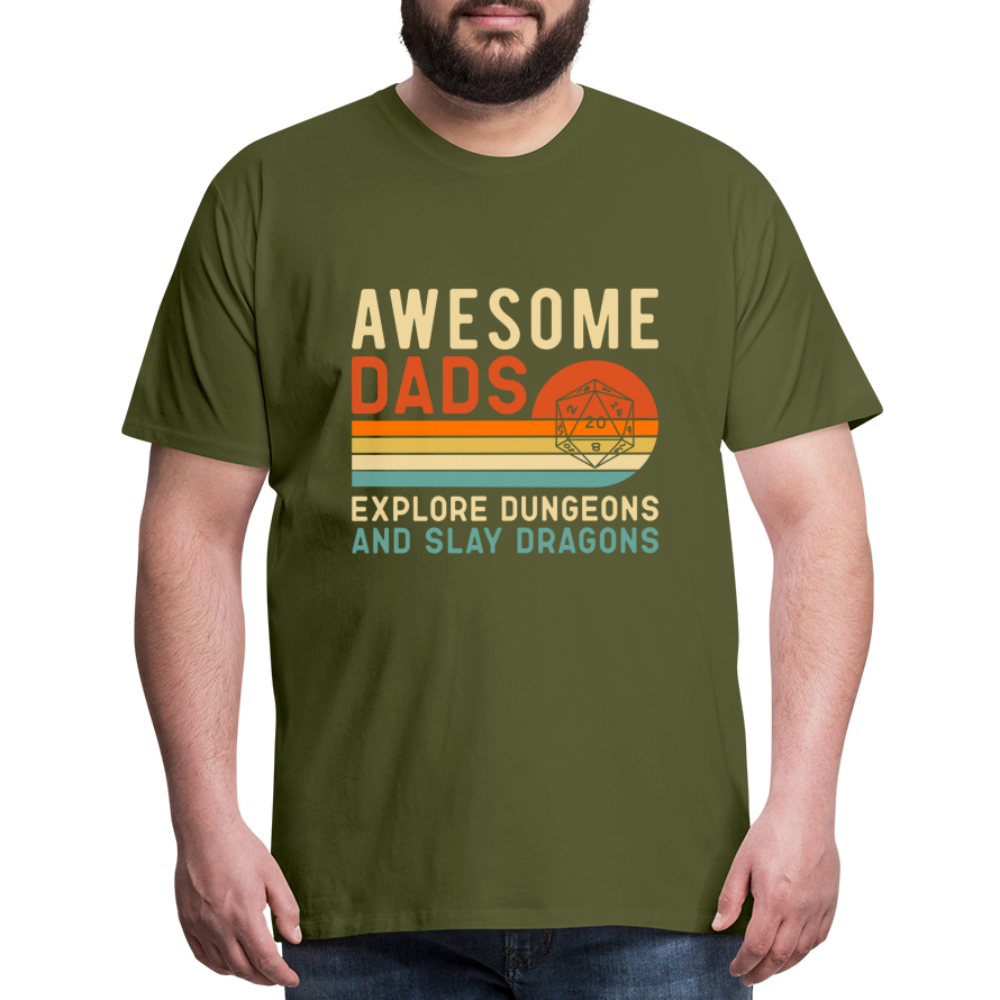 Awesome Dads Slay Dragons Men's Premium T-Shirt - olive green