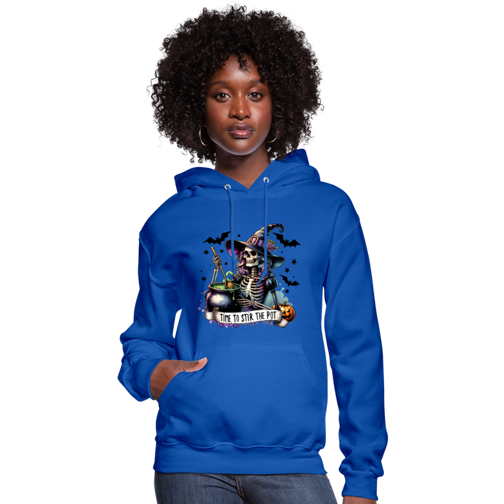 Time to Stir the Pot: Witchy Halloween Womens Hoodie - royal blue