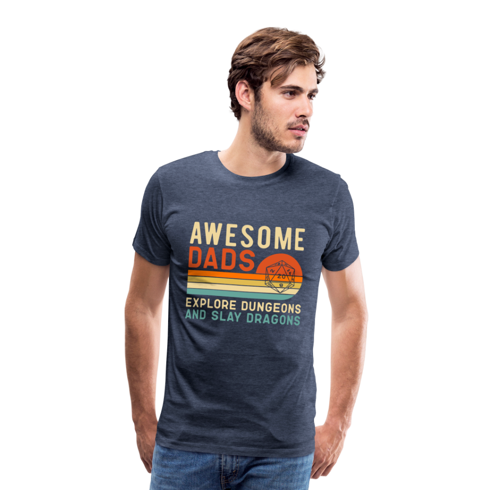 Awesome Dads Slay Dragons Men's Premium T-Shirt - heather blue