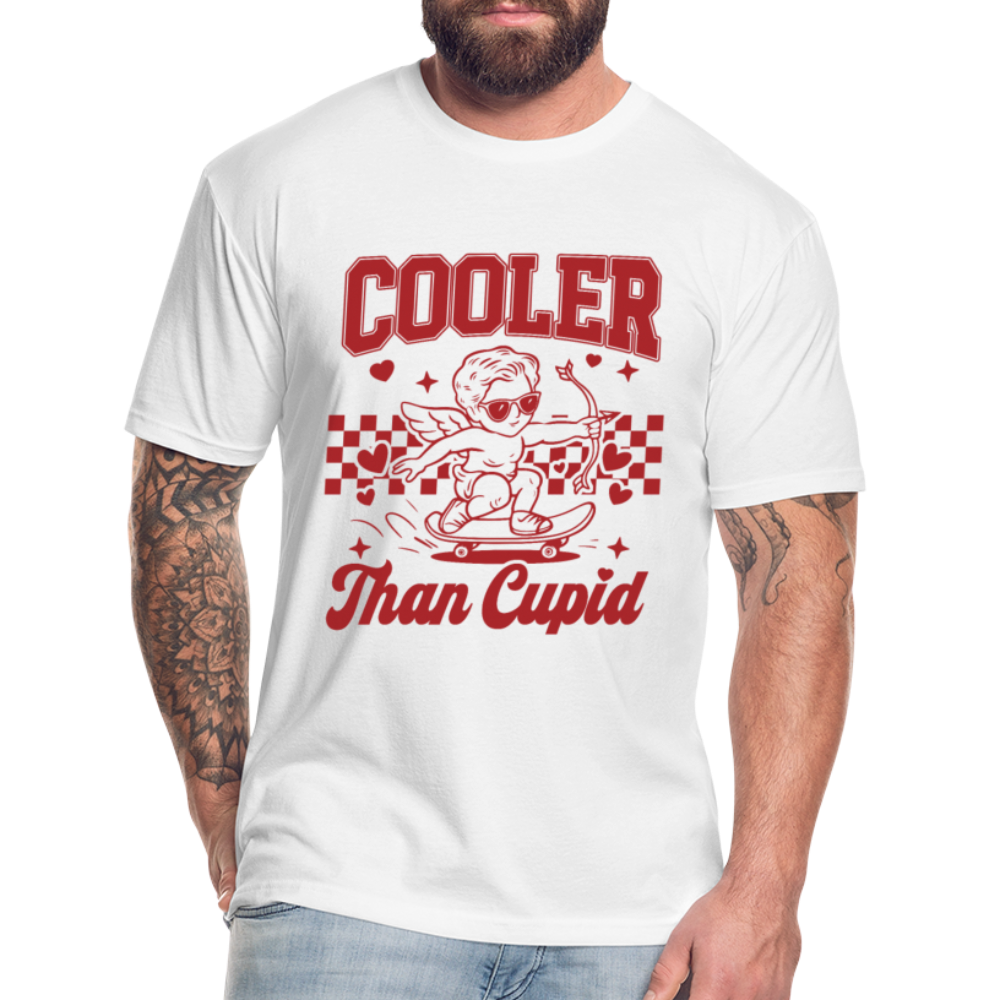 Men’s Graphic Fitted Tee - Cooler Than Cupid Design - white