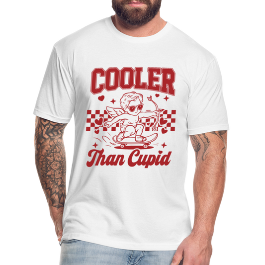 Men’s Graphic Fitted Tee - Cooler Than Cupid Design - white