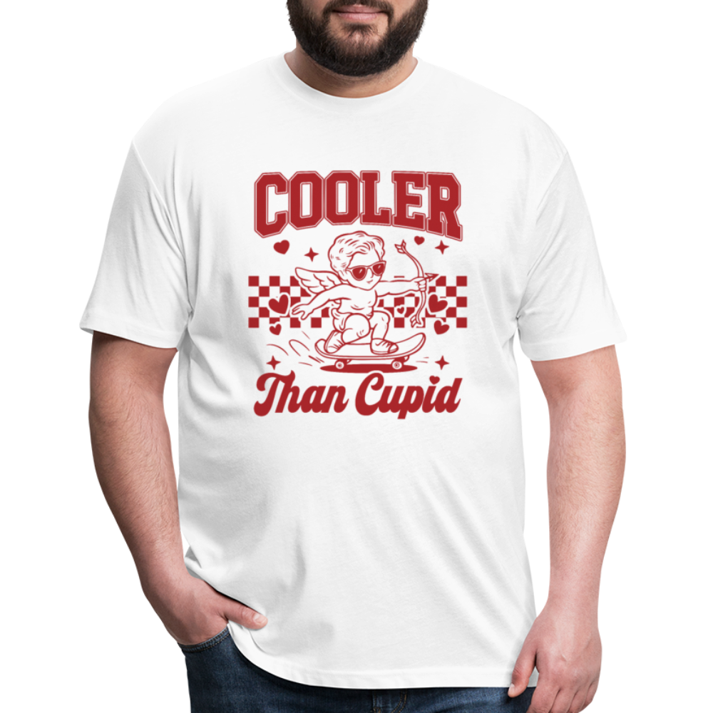 Men’s Graphic Fitted Tee - Cooler Than Cupid Design - white