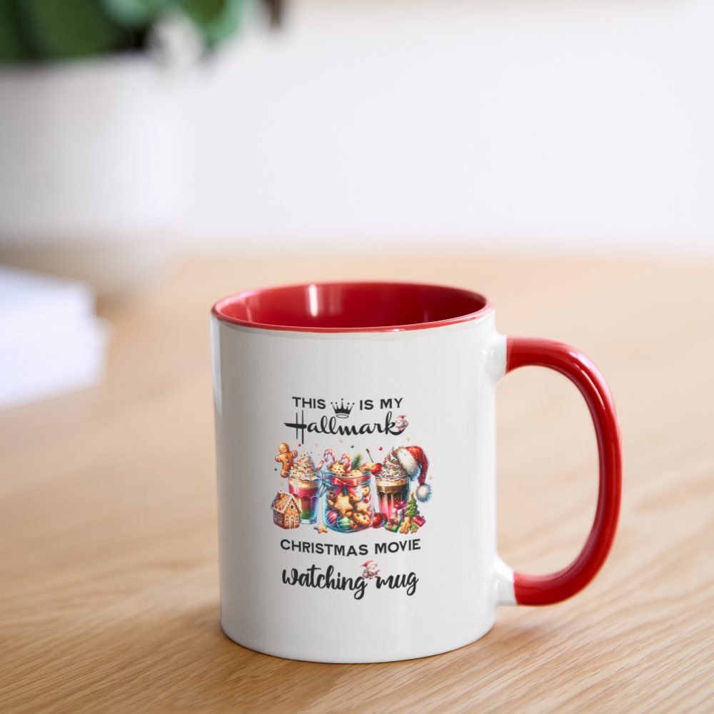 Christmas movie watching Coffee Mug - white/red