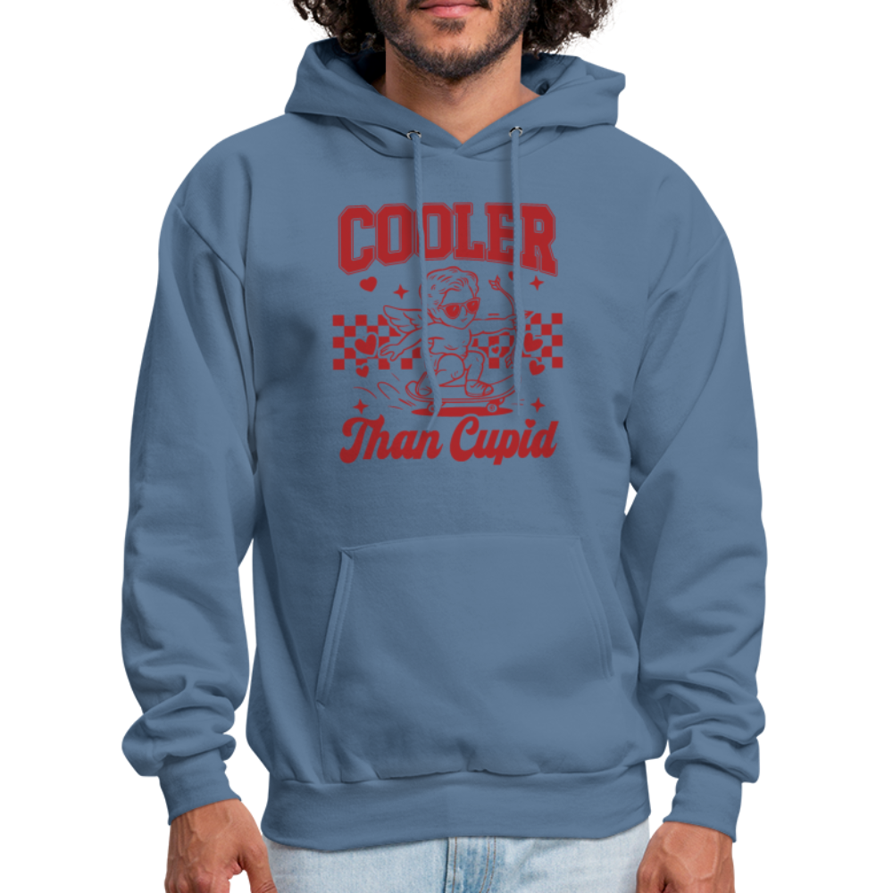 Men’s Graphic Hoodie – Cooler Than Cupid Design - denim blue