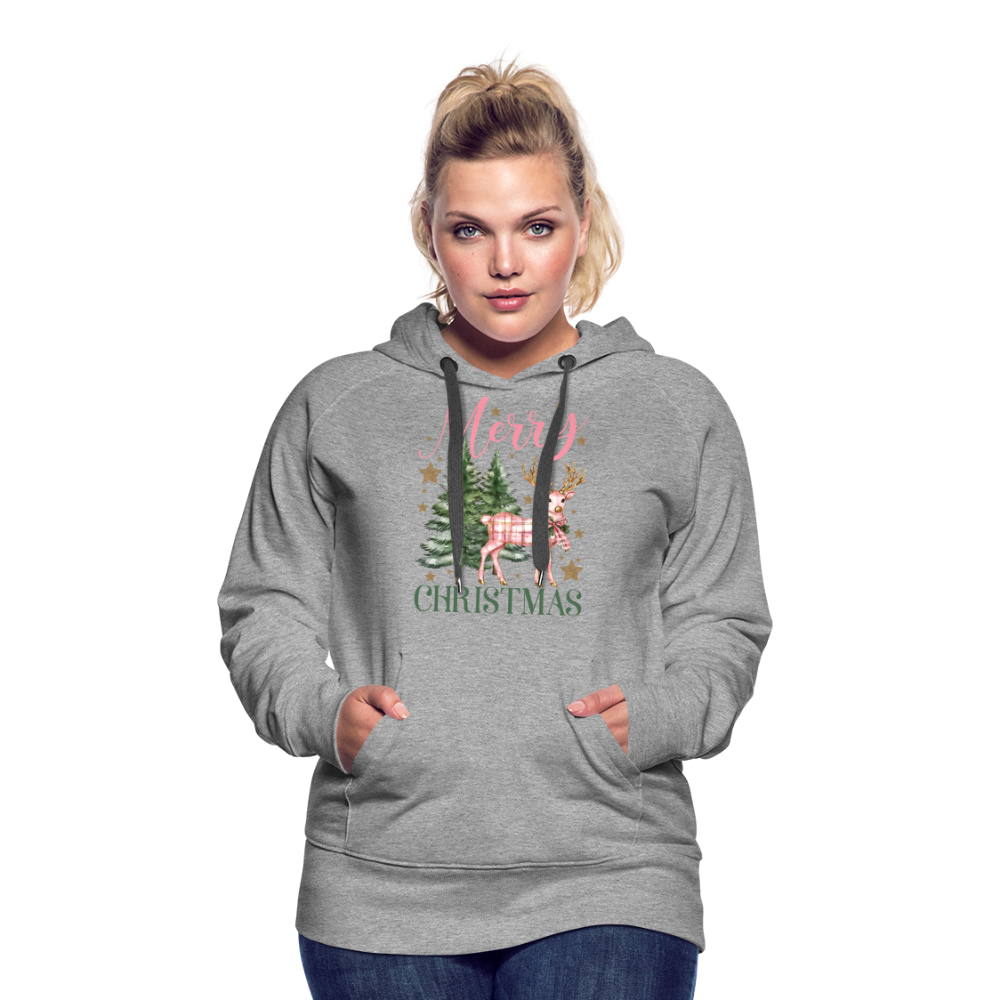 Charming Pink Merry Christmas Women’s Premium Hoodie - heather grey