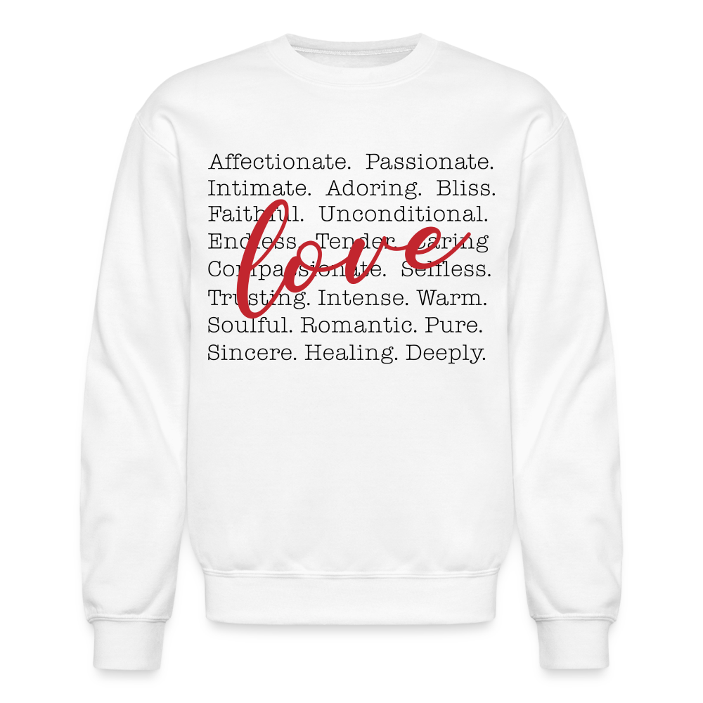 Bold Love Synonyms With Cupid Unisex Crewneck Sweatshirt - white