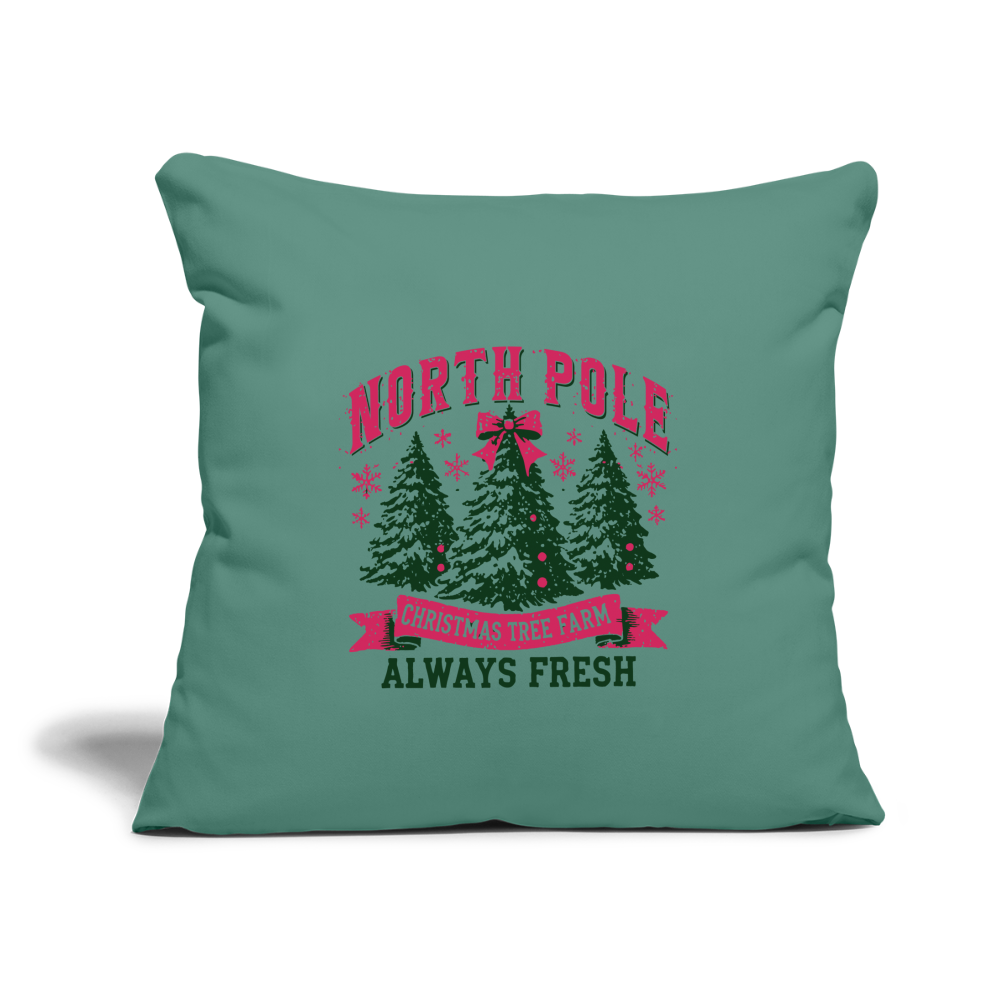 North Pole Christmas Tree Farm Throw Pillow Cover 18” x 18” - cypress green