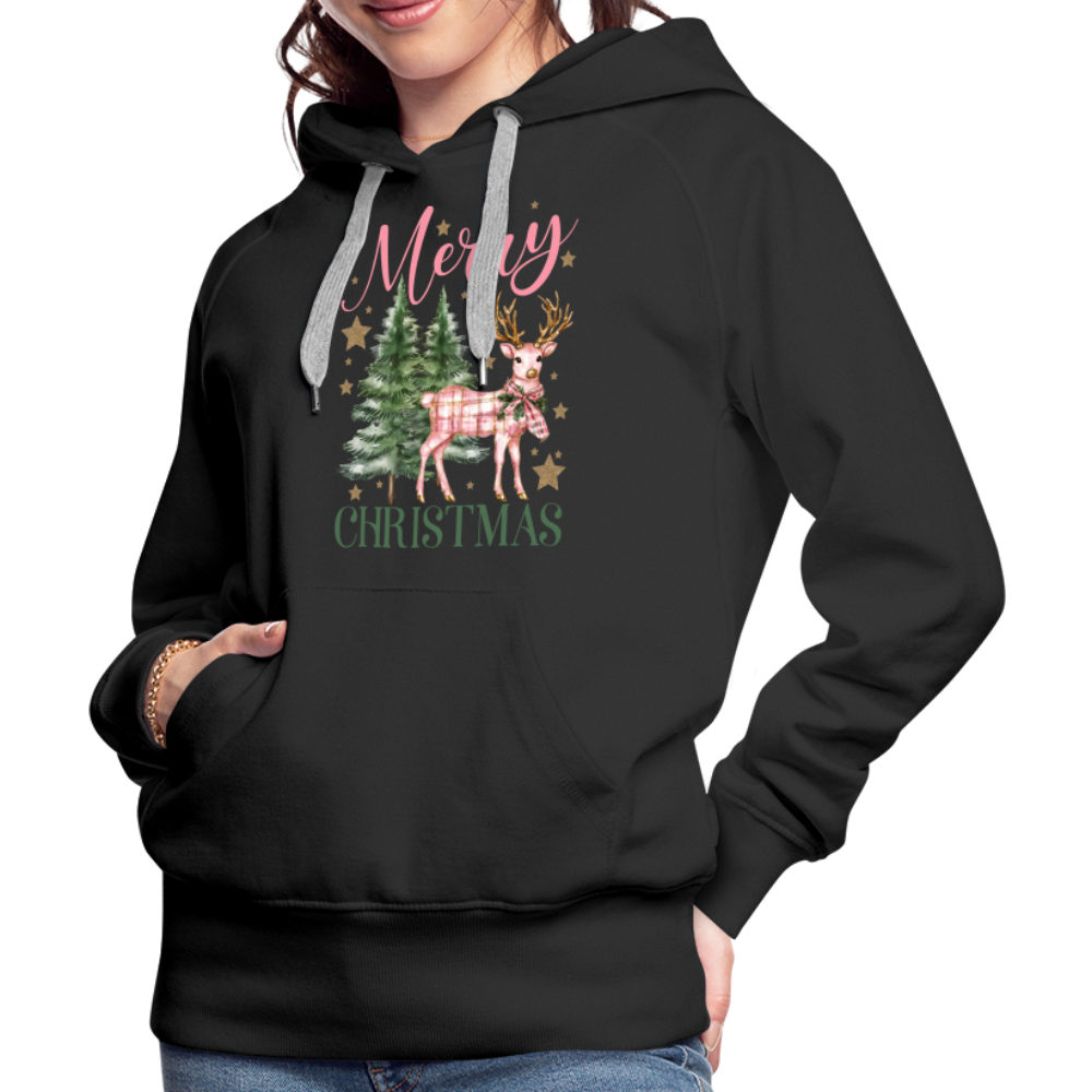 Charming Pink Merry Christmas Women’s Premium Hoodie - black