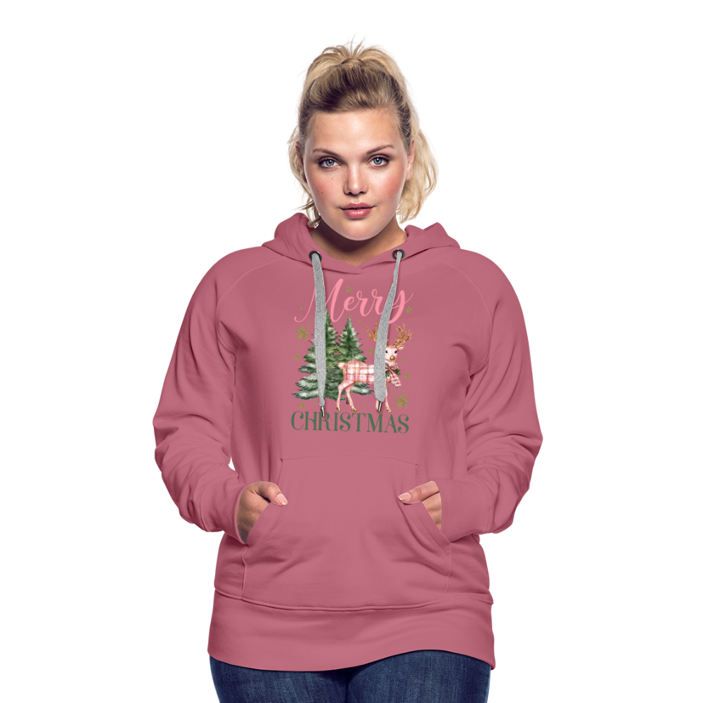 Charming Pink Merry Christmas Women’s Premium Hoodie - mauve