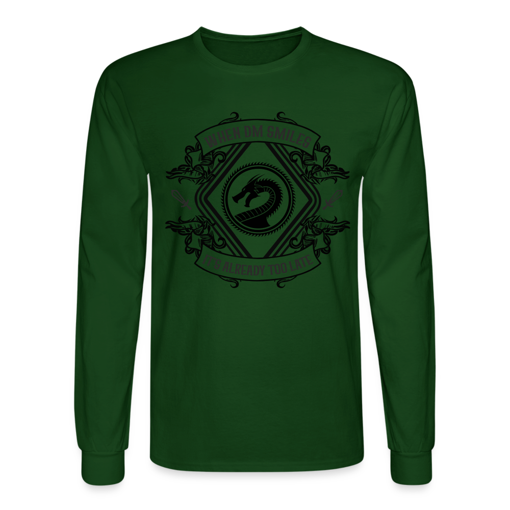 When the DM Smiles, It’s Already Too Late D&D-inspired Men's Long Sleeve T-Shirt - forest green