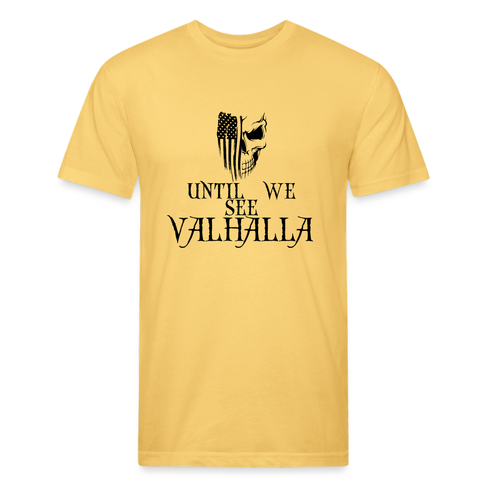 Until We See Valhalla USA Skull Fitted Cotton/Poly Men's T-Shirt by Next Level - pastel yellow