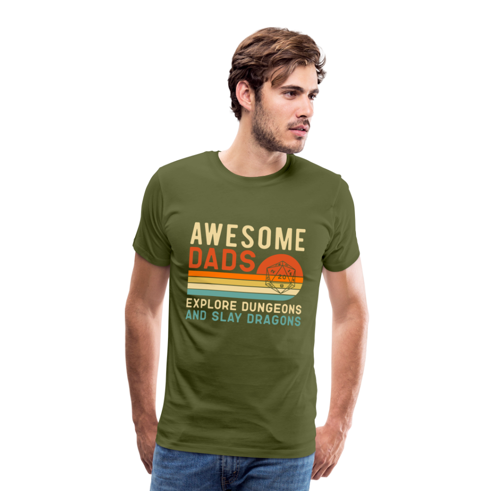 Awesome Dads Slay Dragons Men's Premium T-Shirt - olive green