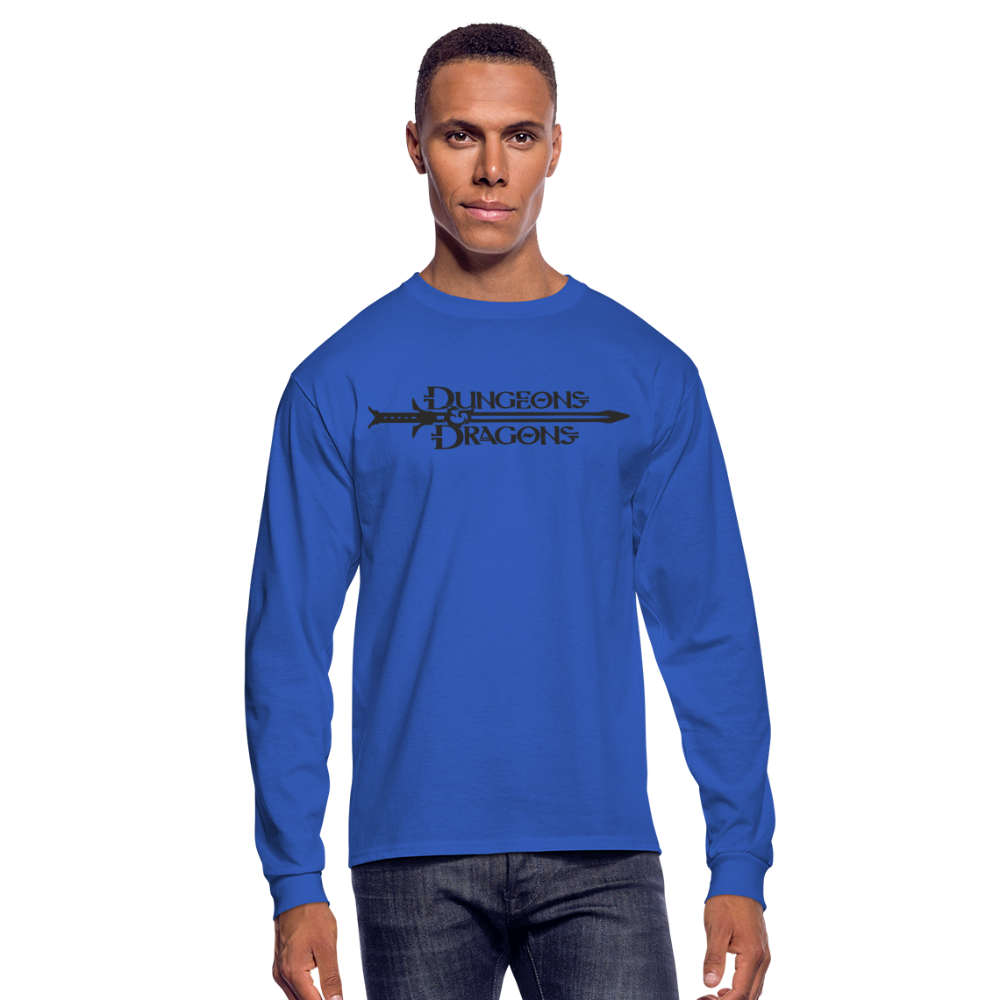 The Dice Giveth and the Dice Taketh Away D&D Men's Long Sleeve T-Shirt - royal blue