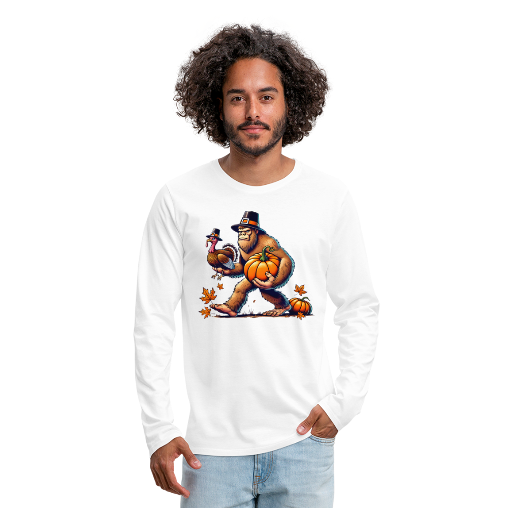 Bigfoot Thanksgiving Men's Long Sleeve T-Shirt - white