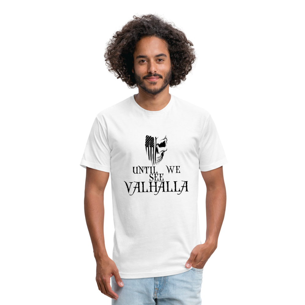 Until We See Valhalla USA Skull Fitted Cotton/Poly Men's T-Shirt by Next Level - white