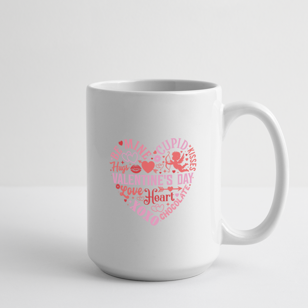 Valentine’s Day Mug 15oz– Heart of Love Words Design - white