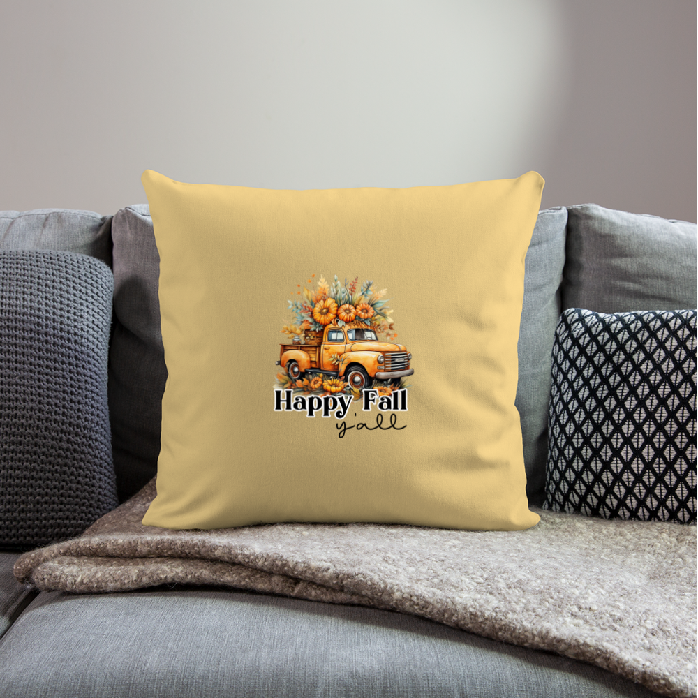 Happy Fall Y’all Throw Pillow Cover 18” x 18” - washed yellow