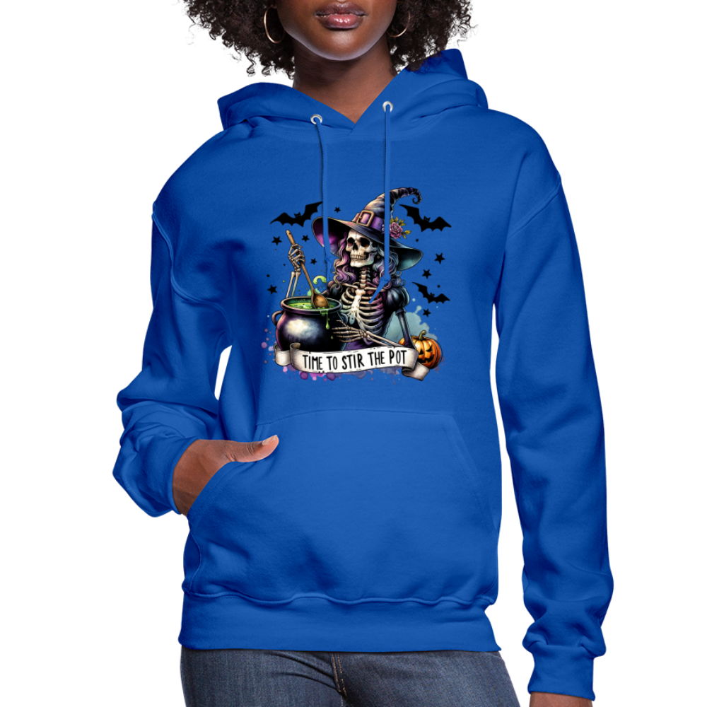 Time to Stir the Pot: Witchy Halloween Womens Hoodie - royal blue