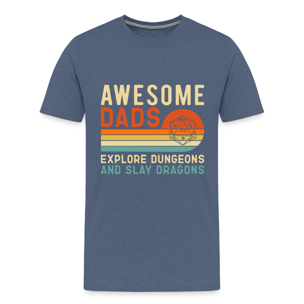 Awesome Dads Slay Dragons Men's Premium T-Shirt - heather blue